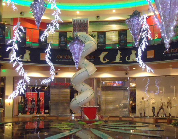 Spiral tube slide in Romania Spiral tube slide in a mall