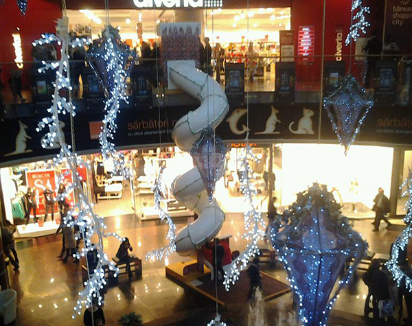 Spiral tube slide in Romania Spiral tube slide in a mall