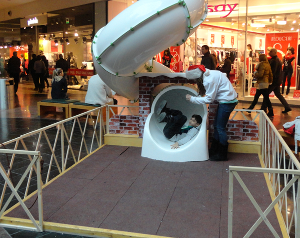 Spiral tube slide in Romania Spiral tube slide in a mall